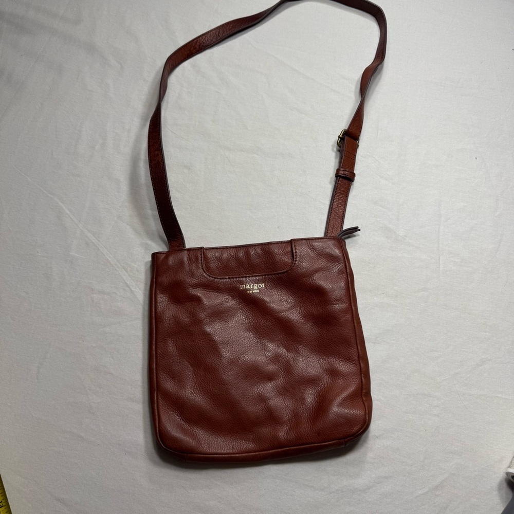 Margot New York Chestnut Pebbled Leather Crossbody Bag Boho Festival Western